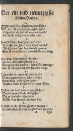 Der ein und neuntzigste Psalm Davids.