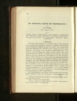 Zur chemischen Kinetik des Diazoessigesters.