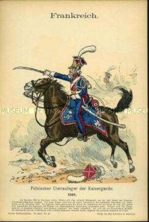 Uniformdarstellung, Gemeine des Polnischen Chevauleger-Regiments der Kaiserlichen Garde, Erstes Kaiserreich Frankreich, 1808.