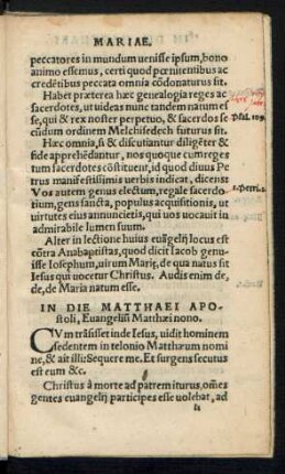 In Die Matthaei Apostoli ...