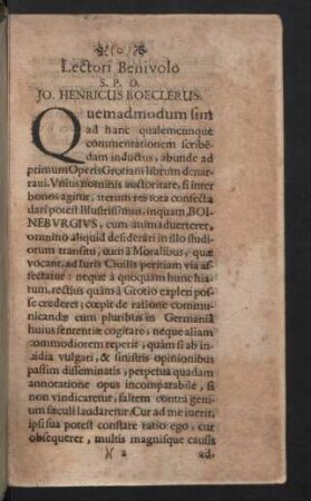 Lectori Benivolo