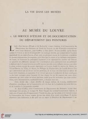 Au Musée du Louvre : Le service d'étude et de documentation du département des peintures