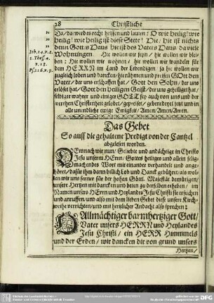 Das Gebet So auff die gehaltene Predigt von der Cantzel abgelesen worden