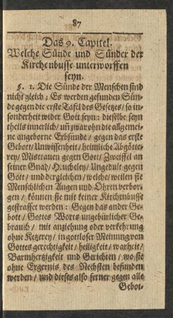 Das 9. Capitel. Welche Sünde und Sünder der Kirchenbusse unterworffen seyn.