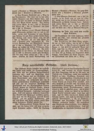 Kurze vaterländische Geschichte (Fünfte Fortsetzung).
