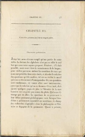 Chapitre III. Caratère grammatical de la langue palie.