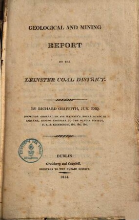 Geological and mining report on the Leinster coal district