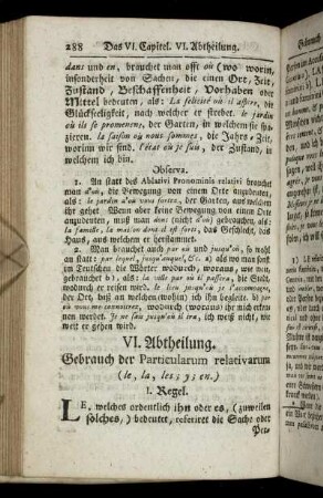 VI. Abtheilung. Gebrauch der Particularum relativarum[...] - VII. Abtheilung. Gebrauch der Pronominum impropriorum.