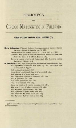 Biblioteca del circolo matemtico di palermo.