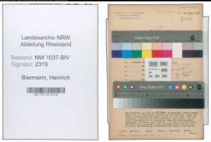 Entnazifizierung Heinrich Biermann , geb. 22.07.1896 (Bahnsekretaer)
