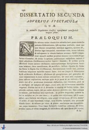 Dissertatio Secunda Adversus Spectacula
