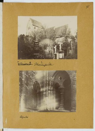 Dorfkirche, Berlin-Marienfelde / Klosterkirche, Lehnin: Ansicht Marienfelde, Ansicht Portal Lehnin (aus: Skizzen- und Fotoalbum 20)