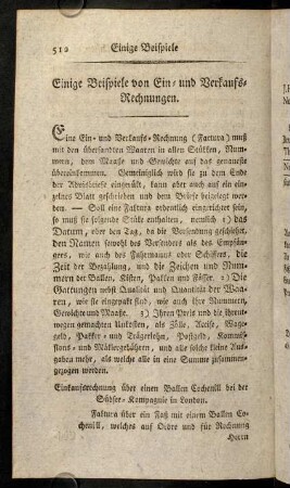 512-528, Einige Beispiele von Ein- und Verkaufs-Rechnungen.