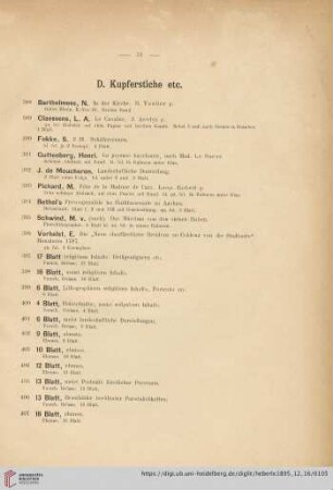 D. Kupferstiche etc (Nr. 388 - 419)