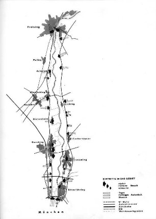 Hansjakob, Gottfried; München, Freising; Isarauen von München bis Freising - Gesamtanlage (Lageplan), 'Eintritte in das Gebiet'