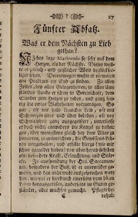 Fünfter Absatz. Was er dem Nächsten zu Lieb gethan?