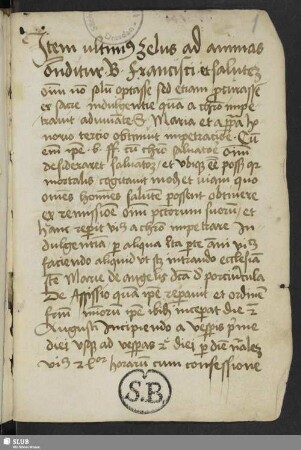 Franciscus : De Indulgentia S. Mariae de Portiuncula