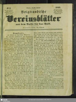 Voigtländische Vereinsblätter : aus dem Volke für das Volk