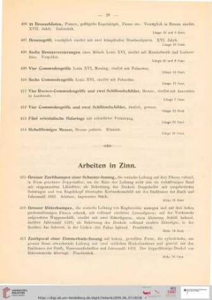 Arbeiten in Zinn (Nr. 415 - 473)
