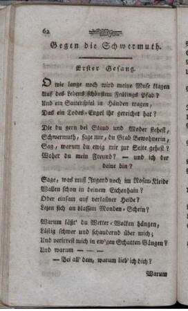 Gegen die Schwermuth