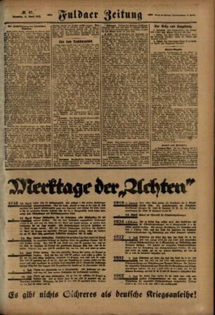 Zweite Ausgabe vom Montag, den 15. April 1918.