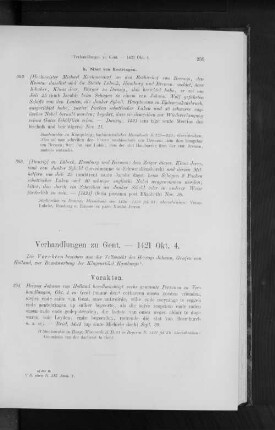 Verhandlungen zu Gent. - 1421 Okt. 4.
