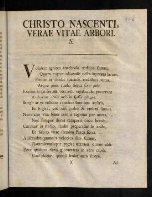 Christo nascenti, verae vitae arbori.