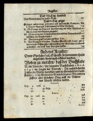 Anderes Register/ Derer Sprüche Heil. Schrifft/ so hierinnen theils angeführt/ theils auch erkläret worden.