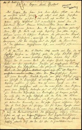 5-10-18-2.0000: Redlich, Otto R., geheimer Archivrat, Direktor des Staatsarchivs; diverse Schreiben ff.: Manuskript "Aus den Tagen Karl Theodors"