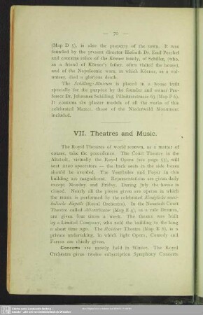 VII. Theaters and Music