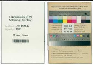 Entnazifizierung Franz Mueer , geb. 16.10.1899 (Lehrer)