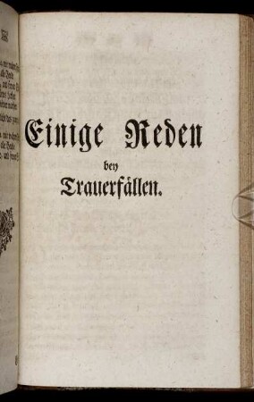 Einige Reden bey Trauerfällen.