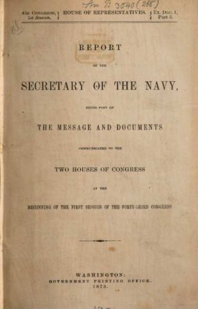 House documents. [268.] 1873 = Congress 43, Sess. 1