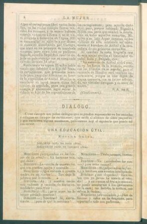 Diálogo. : Una educación útil. Escena única.