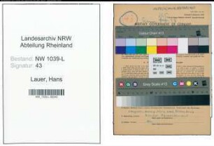 Entnazifizierung Hans Lauer , geb. 25.12.1918 (Wissensschaftsassistent)