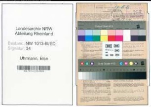 Entnazifizierung Else Uhrmann , geb. 01.01.1919 (Lehrerin)