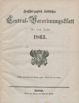 1863: Großherzoglich Badisches Central-Verordnungsblatt