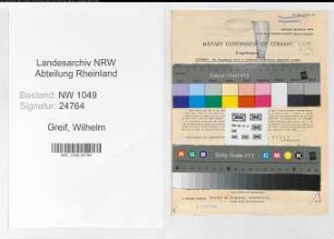 Entnazifizierung Wilhelm Greif , geb. 27.11.1892 (Kaufmaennischer Angestellter)