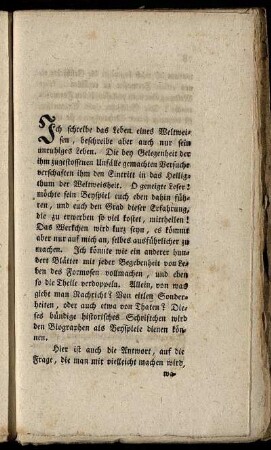 Ich schreibe das Leben eines Weltweisen ...