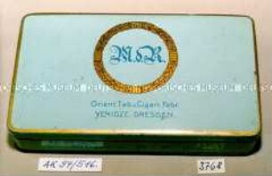 Blechdose für 50 Stück Zigaretten "M.d.R. Orient.Tab.u.Cigart.Fabr. YENIDZE, DRESDEN. GOLD"