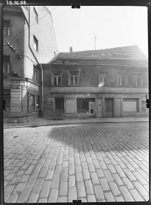 Meißen-Altstadt, Fleischergasse 7. Wohnhaus mit Läden (um 1560). Straßenfront (Teilansicht)