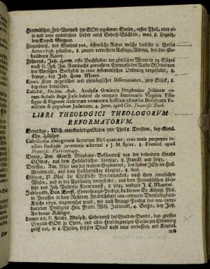 Libri Theologici Theologorvm Reformatorvm.