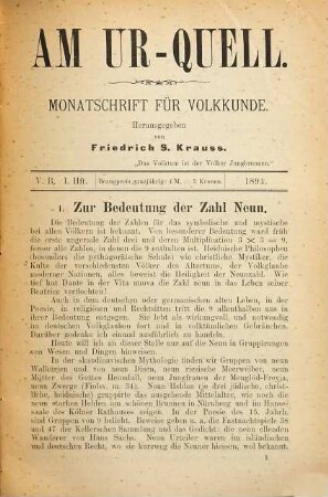 Am Ur-Quell : Monatschrift für Volkskunde. 5. 1894