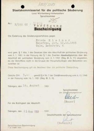 Kleiner, Frieda