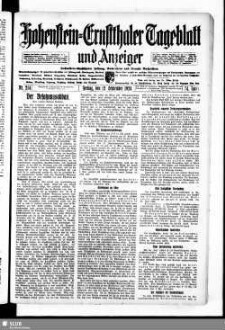 Hohenstein-Ernstthaler Tageblatt und Anzeiger : Hohenstein-Ernstthaler Zeitung, Nachrichten und Neueste Nachrichten ; Generalanzeiger für Hohenstein-Ernstthal mit Hüttengrund, Oberlungwitz, Gersdorf, Hermsdorf, Bernsdorf, ...