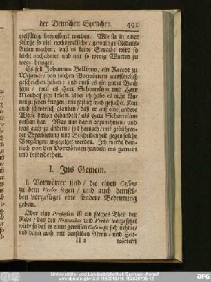 I. Ins Gemein.