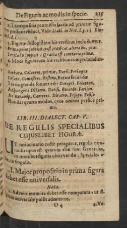 Cap. V. De Regulis Specialibus Cujuslibet Figurae.