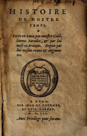 Histoire De Nostre Temps