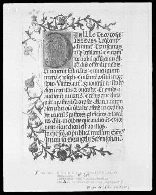 Lektionar für Kloster Weihenstephan angefertigt — Initiale P und Dreiviertelbordüre, Folio 3recto