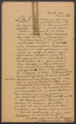 Brief an Philipp Jarnach : 22.04.1921